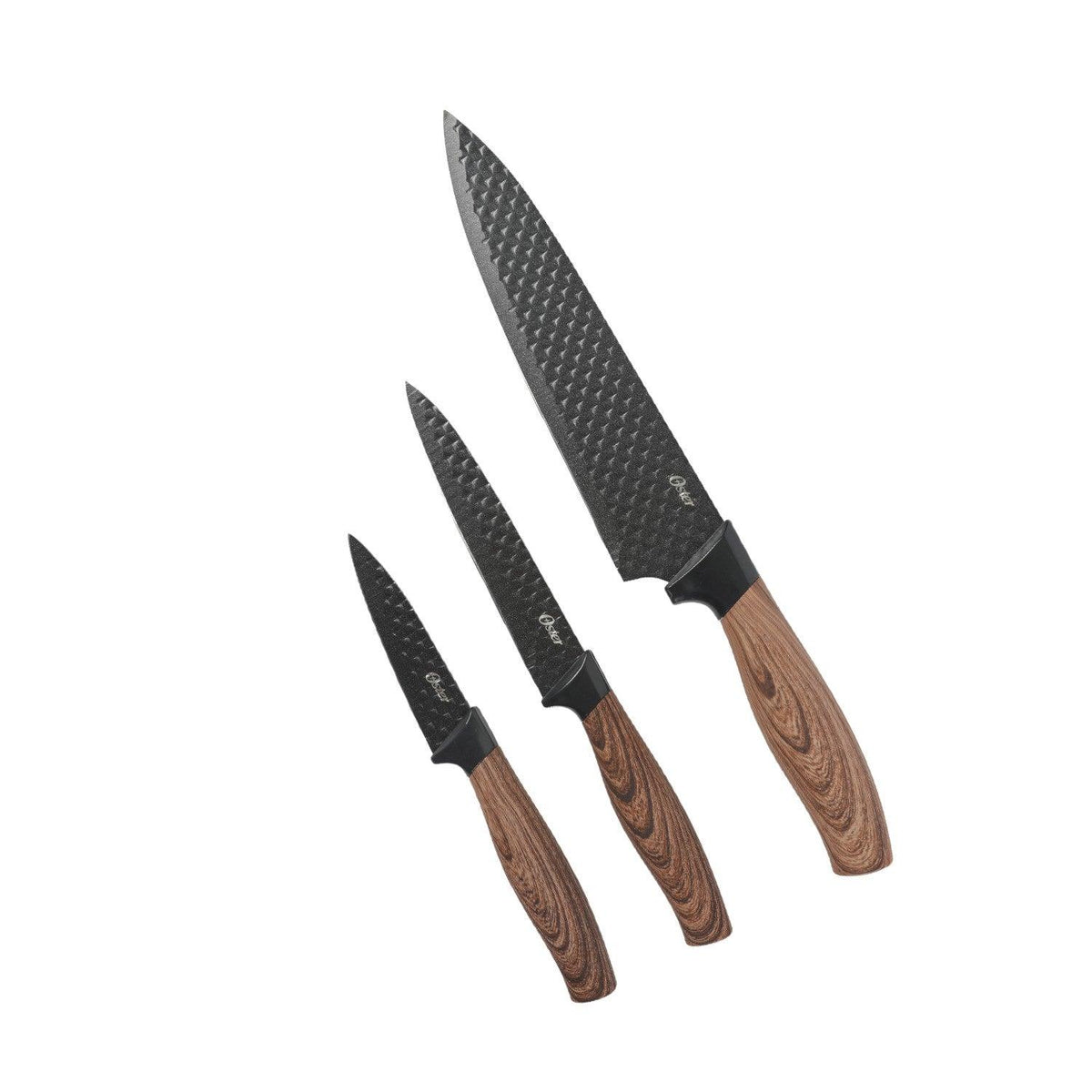 Set Cuchilleria Negro Gunderson 3Pcs Mango Tipo Madera Oster