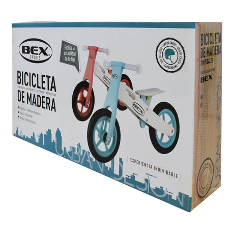 Bicicleta Madera Equilibrio Aprendizaje Sin Pedal Azul Bex