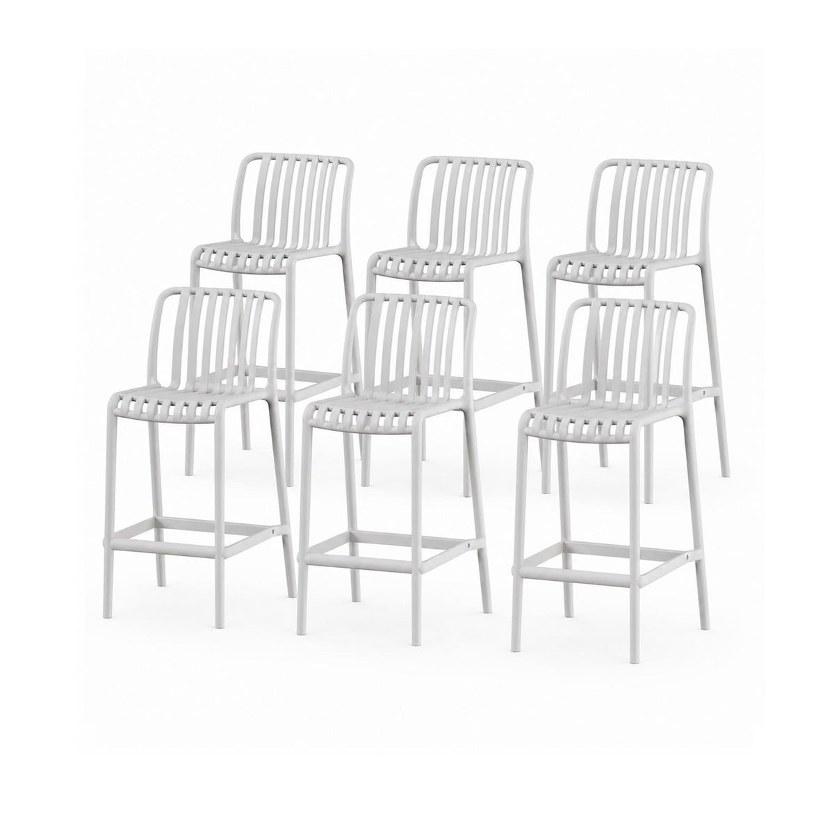 SET 6 Pisos Taburete Silla alta bar cocina Magnus 65cm Blanco