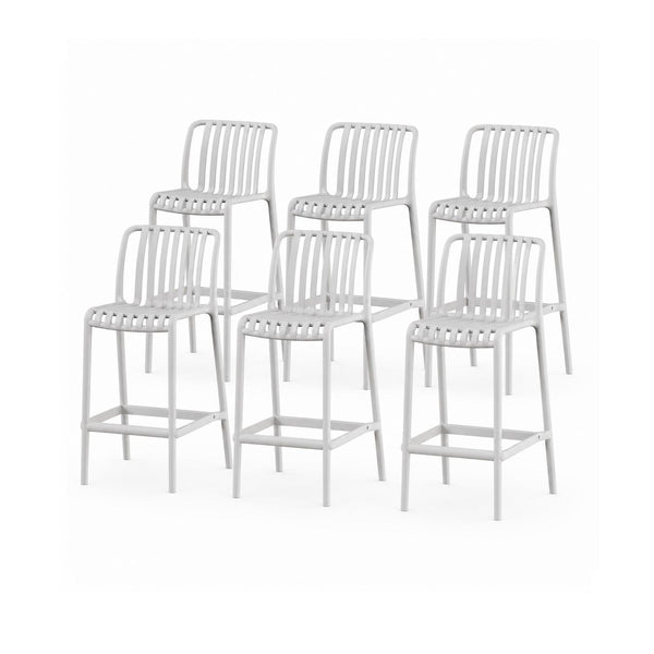 SET 6 Pisos Taburete Silla alta bar cocina Magnus 65cm Blanco