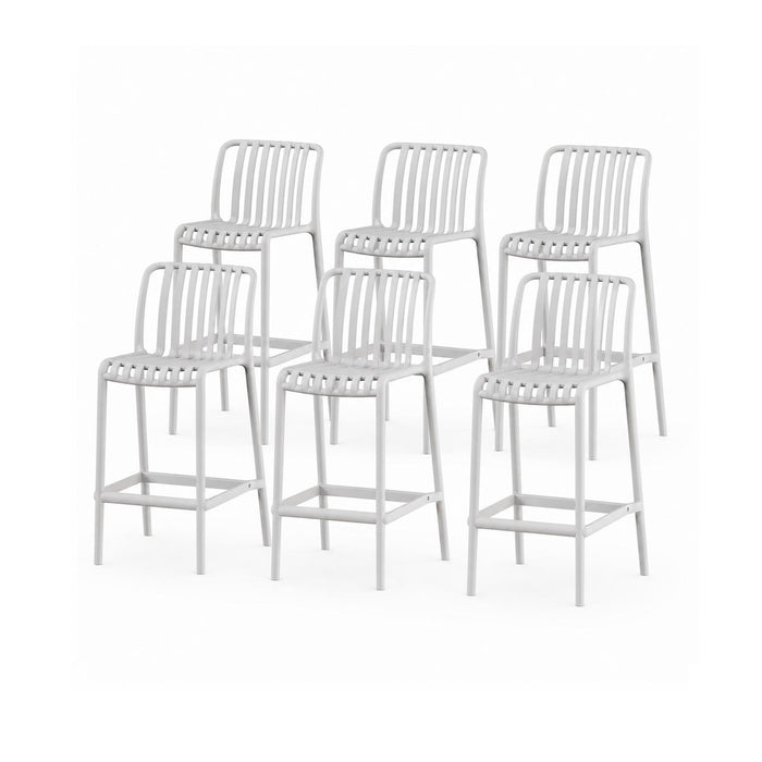 SET 6 Pisos Taburete Silla alta bar cocina Magnus 65cm Blanco