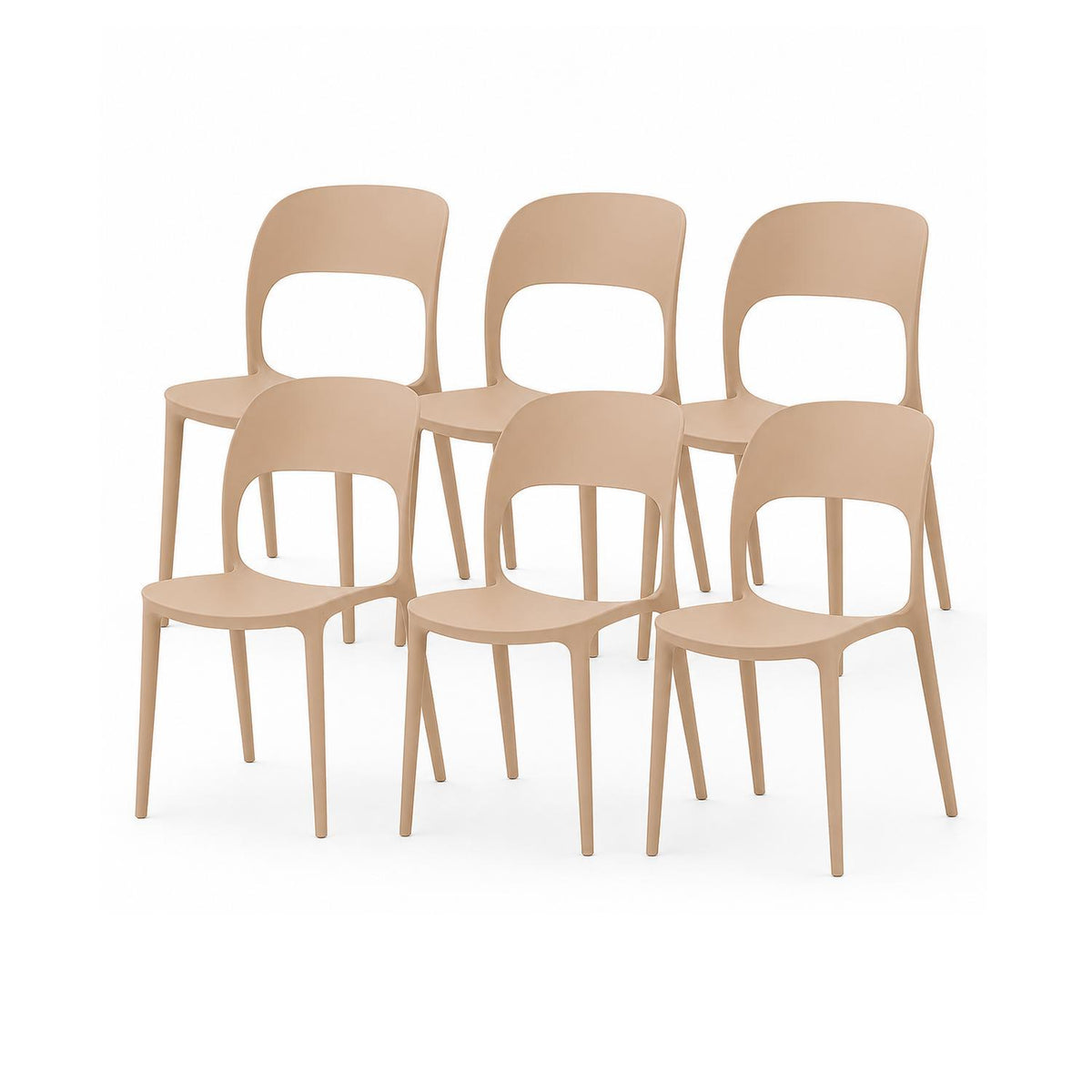 SET 6 Sillas Plástico Apilable Deco Nuremberg Beige Escandinavia