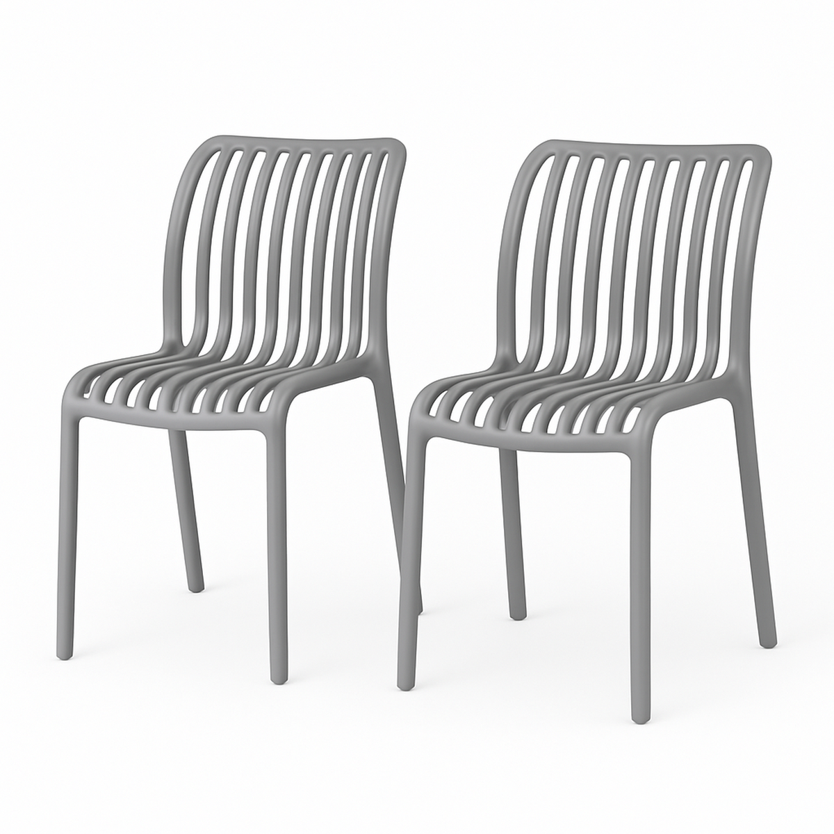 SET 2 Sillas Plástico Apilable Deco Bremen Gris Escandinavia
