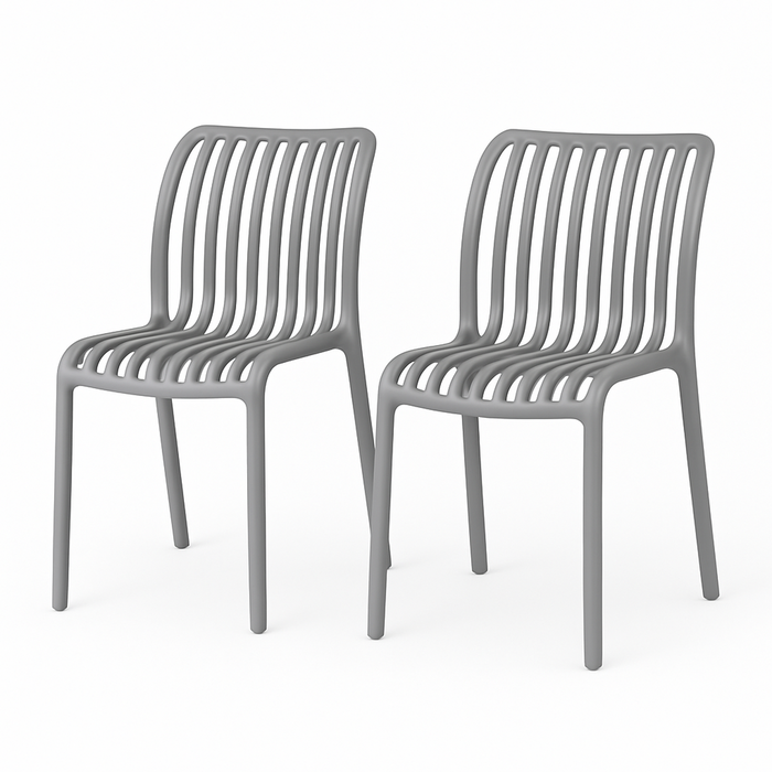 SET 2 Sillas Plástico Apilable Deco Bremen Gris Escandinavia