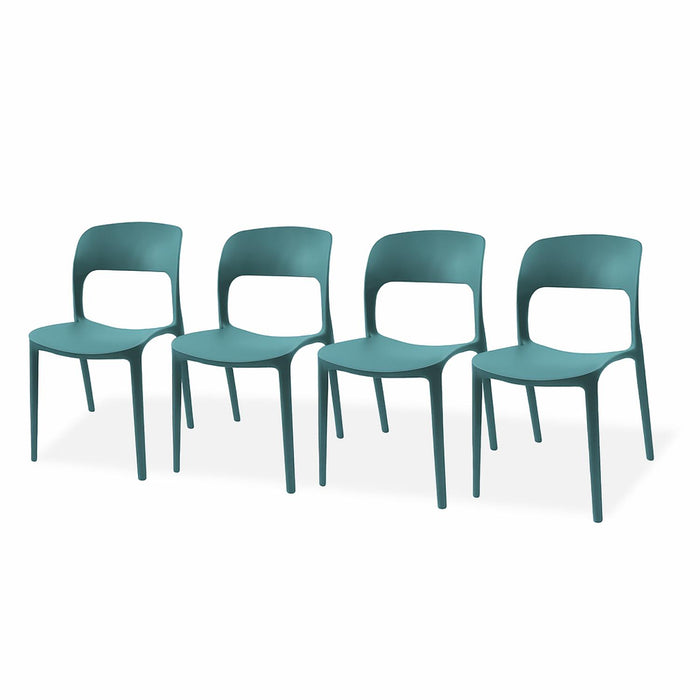 SET 4 Sillas Plástico Apilable Deco Nuremberg Azul Escandinavia