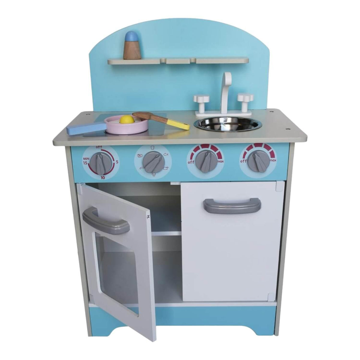 Cocina De Madera Celeste + Accesorios 45X26X64,5cm Gamepower