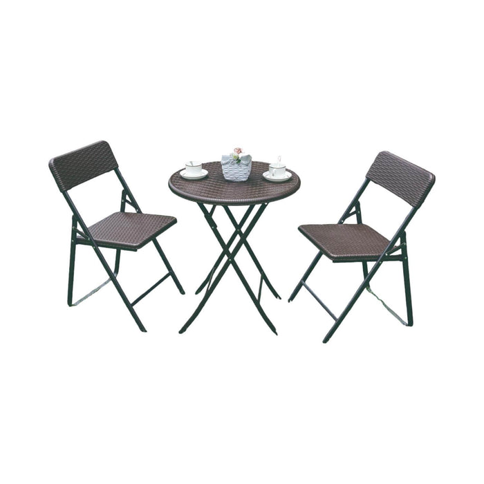 Set 2 Sillas + Mesa Redonda Plegable 60 cm Rattan Northwest