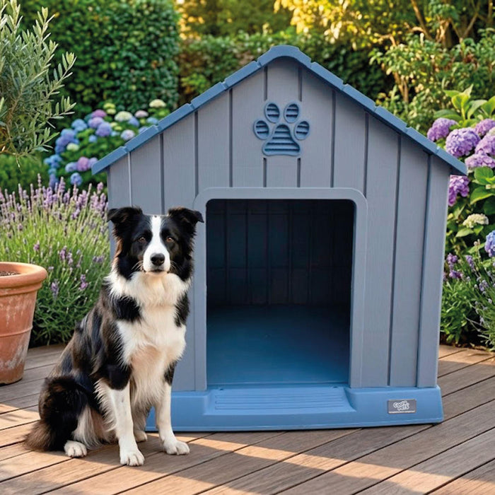 Casa Para Perro Grande Gris Azul Coolpets 83x86x79cm