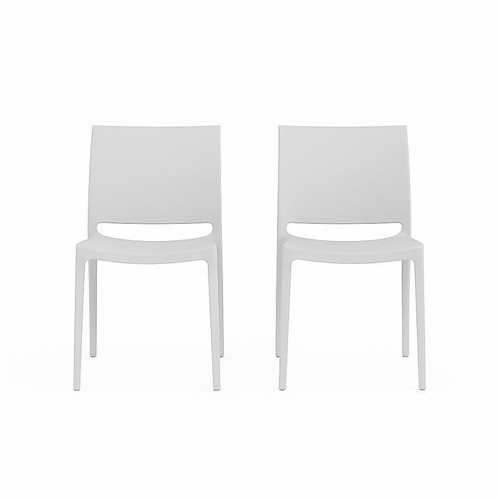 SET 2 Sillas Plástico Apilable Deco Dresden Blanca 49x38x78,5