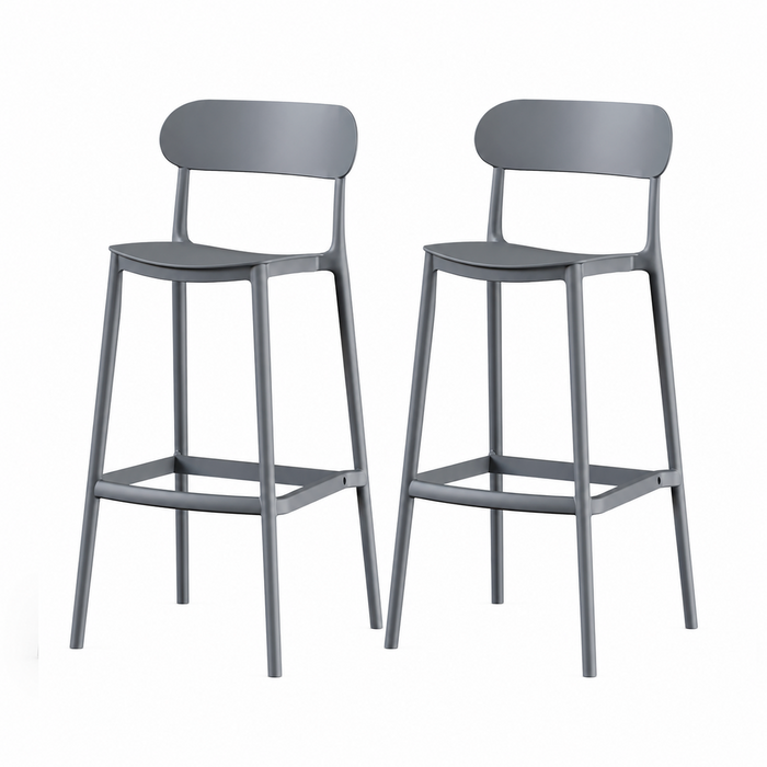 SET 2 Pisos Taburete Silla alta bar cocina Nils 75cm Gris Oscuro