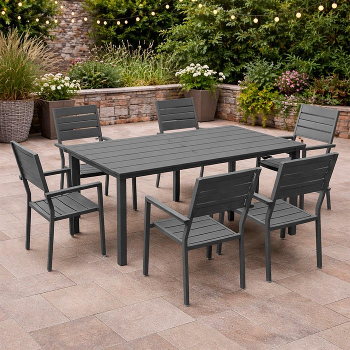 Juego Comedor Terraza 6 Personas Mesa 180x90cm Beige Northwest