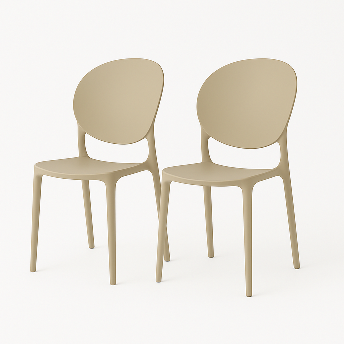SET 2 Sillas Plástico Apilable Deco Sevilla Beige Escandinavia