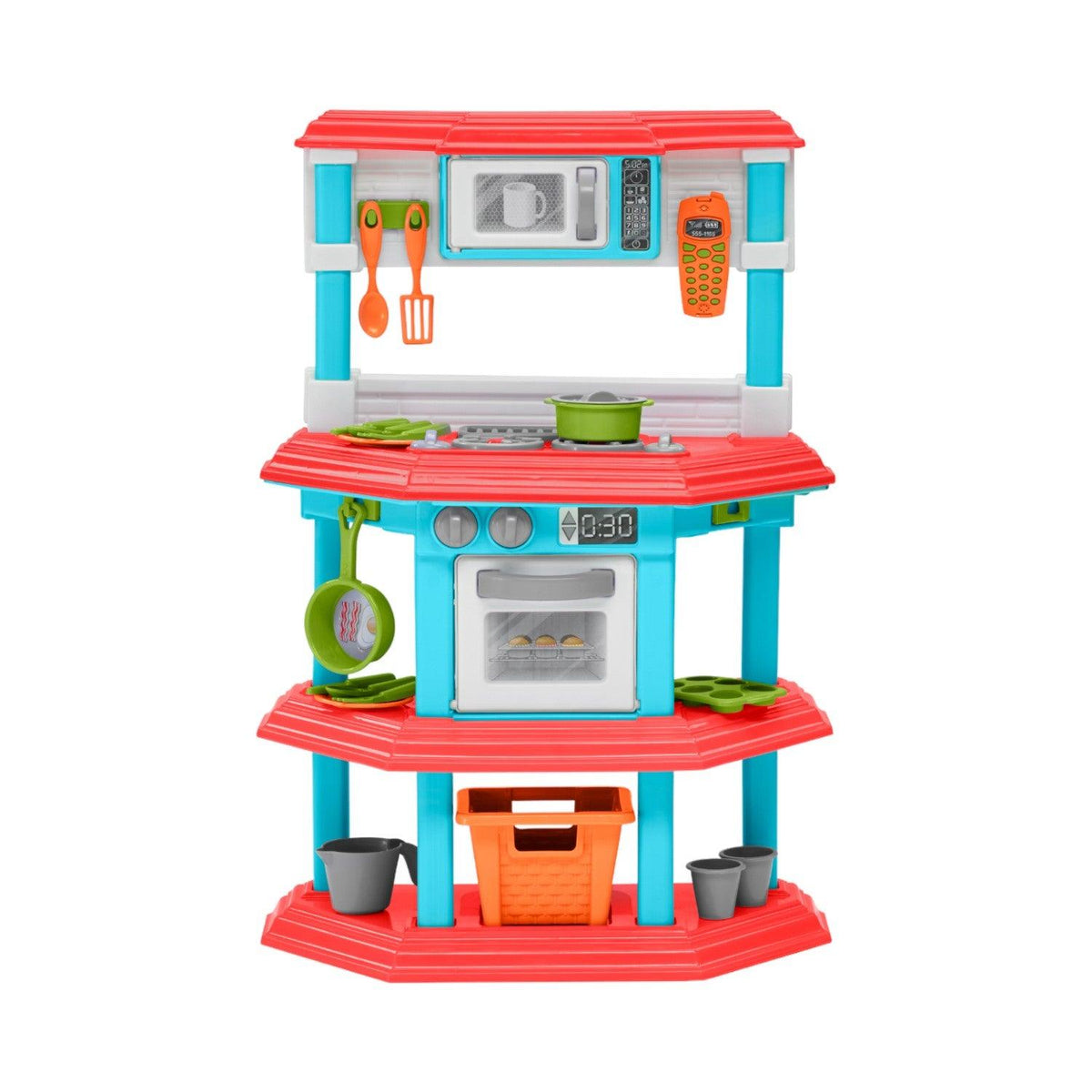 Cocina Juguete Plastica Celeste + Accesorios 51x22x75 Cms