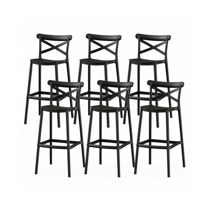 SET 6 Pisos Taburete Silla alta bar cocina Danessa 75cm Negra