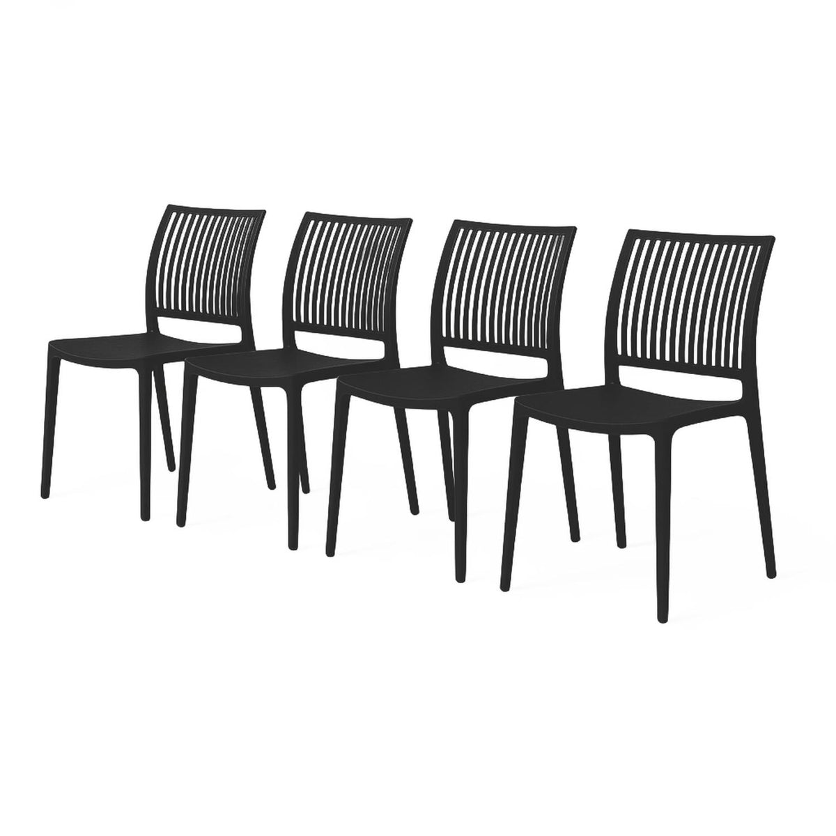 SET 4 Sillas Plástico Apilable Deco Noruega Negro Escandinavia