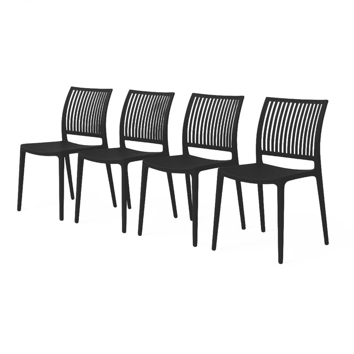 SET 4 Sillas Plástico Apilable Deco Noruega Negro Escandinavia