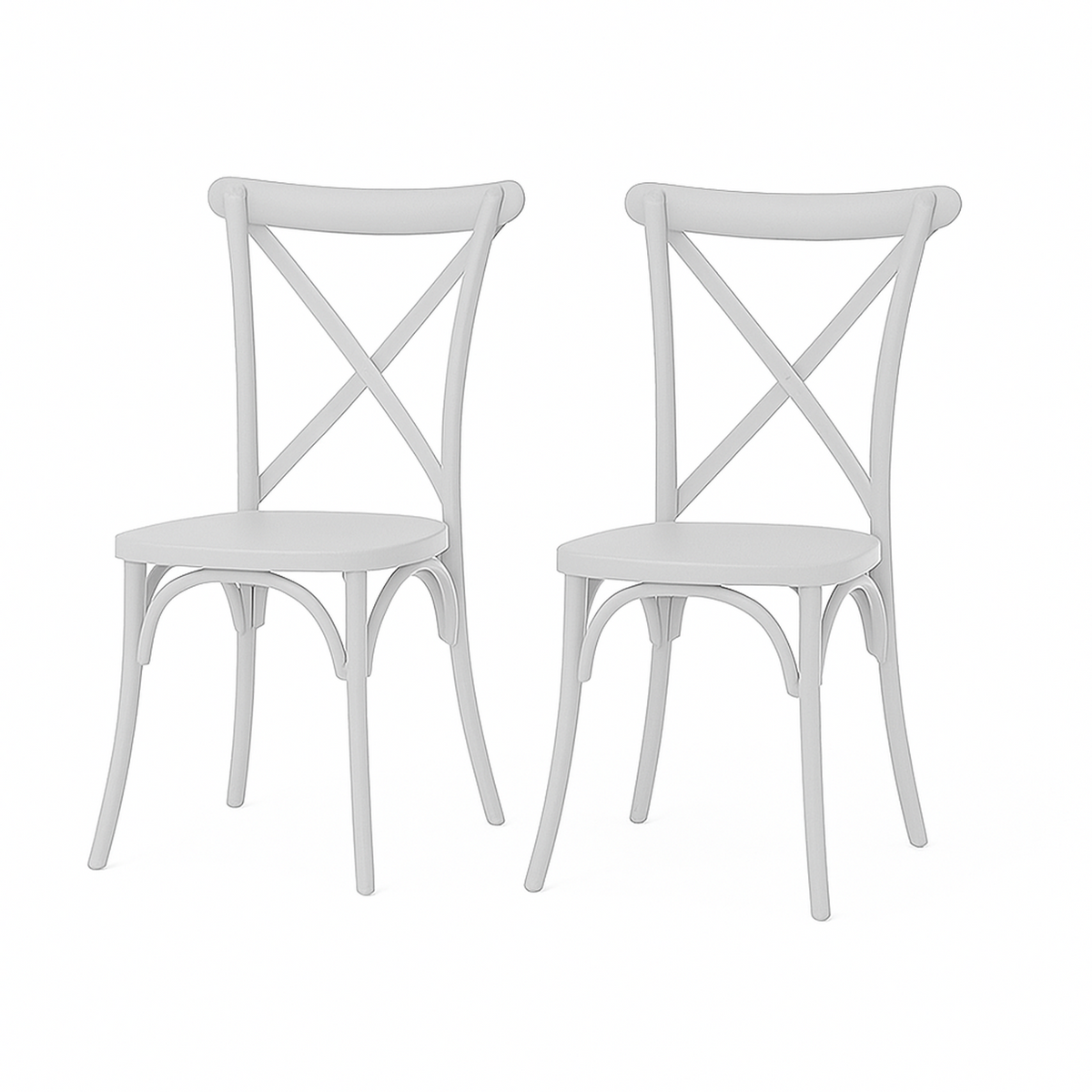 SET 2 Sillas Plástico Apilable Deco Copenhagen Blanca Escandinavia