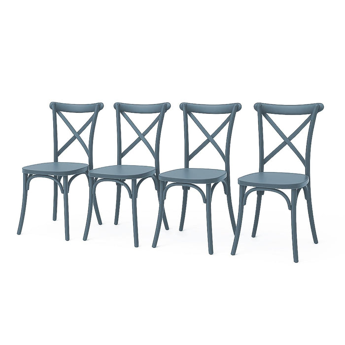 SET 4 Sillas Plástico Apilable Deco Copenhagen Azul Escandinavia