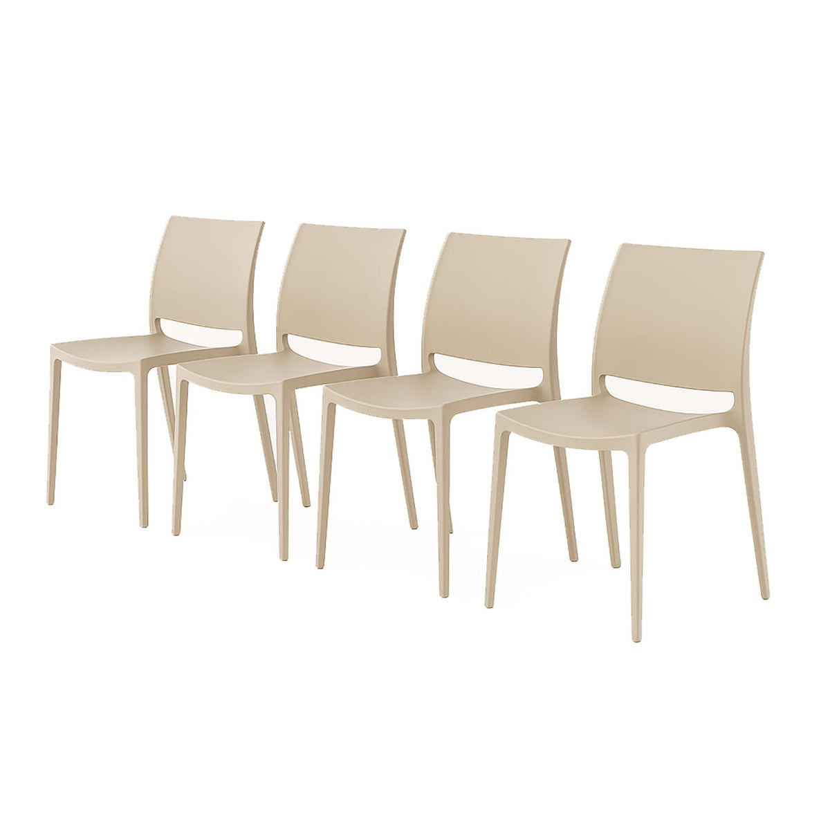 SET 4 Sillas Plástico Apilable Deco Dresden Beige Escandinavia