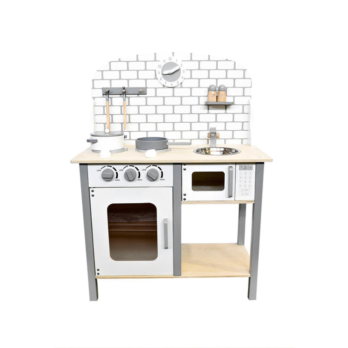Cocina De Madera Gris + Accesorios 60X30X82 Cms Gamepower