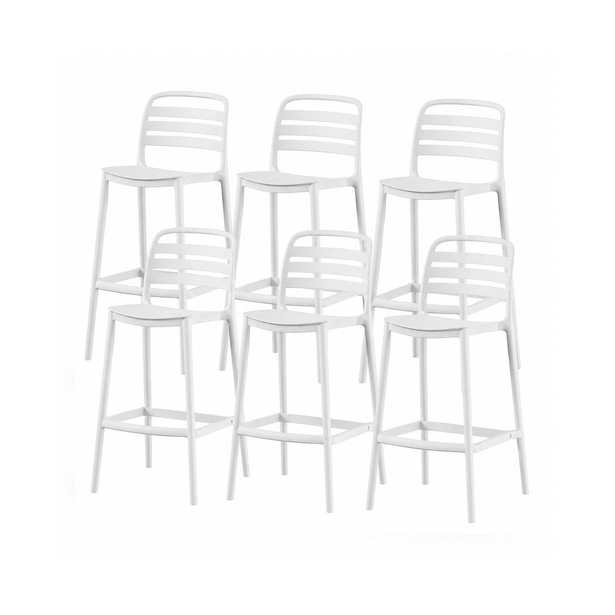 SET 6 Pisos Taburete Silla alta bar cocina Ragnar 75cm Blanca