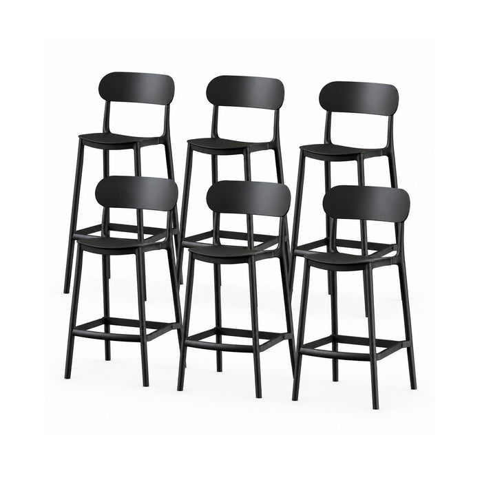 SET 6 Pisos Taburete Silla alta bar cocina Nils 75 cm Negra