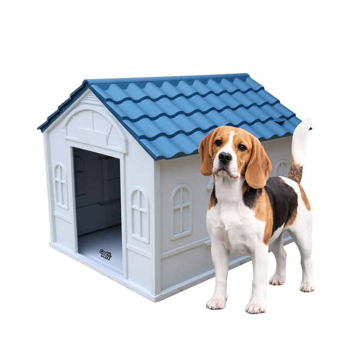 Casa Para Perro Pequeña Cool Pets 76x65x63Cm Techo Azul