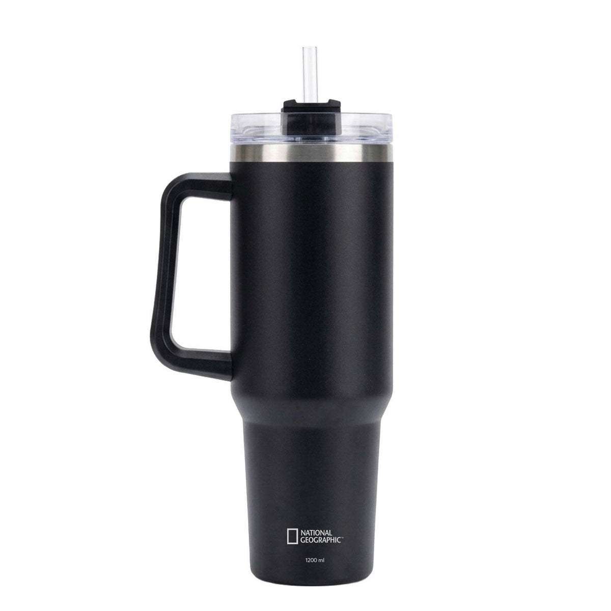 Tumbler Vaso Termico Frio y Calor Termo Mug Inoxidable con mango y bombilla Negro 1200ML