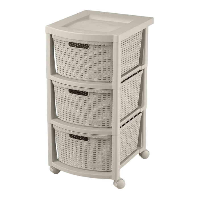 Cajonera Plástico Rattan 3 cajones Beige 39x33x66cm Rimax