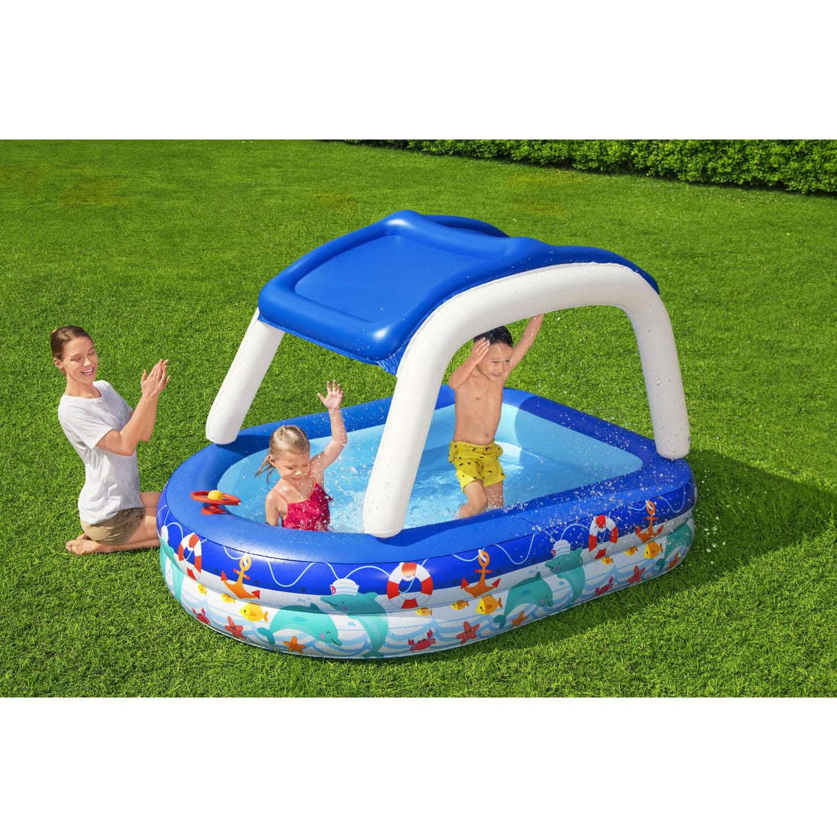 Piscina Inflable Bestway Con Toldo Desmontable 213x155x132cm