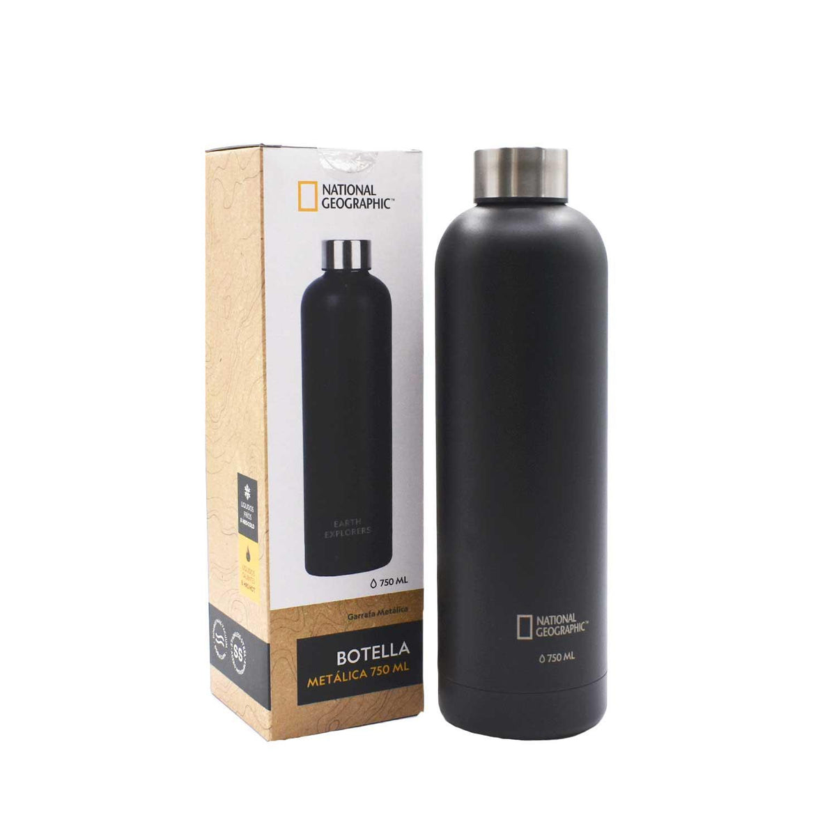 Botella Metálica Térmica Boca Angosta 750ml Negra