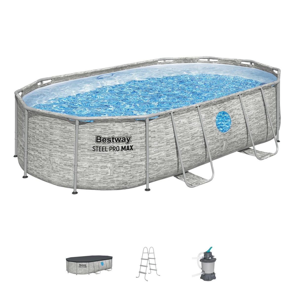 Set Piscina Estructural Ovalada 4.88x3.05x1.07 Bestway