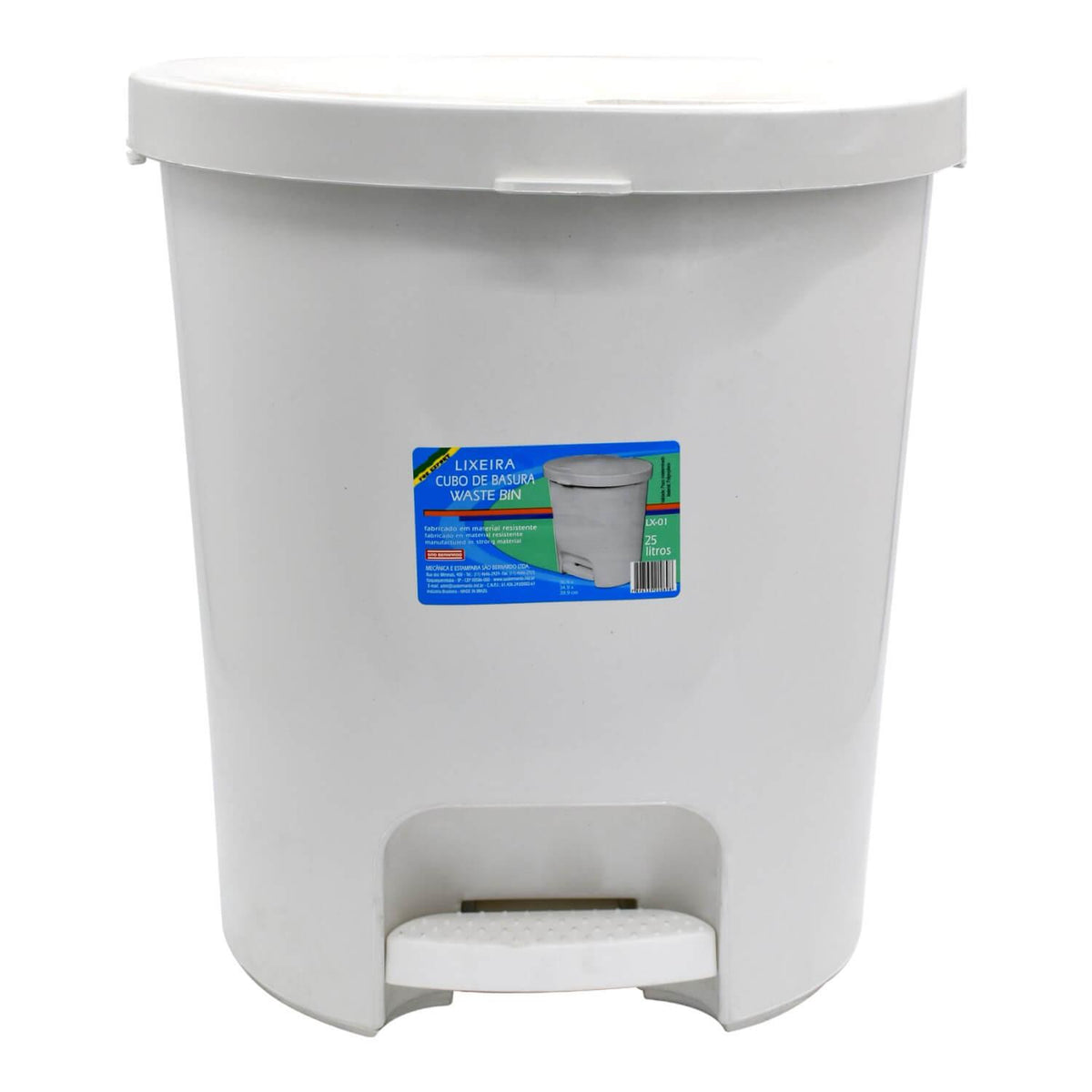 Basurero Blanco Con Pedal 30 Litros San Bernardo