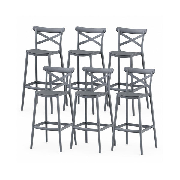 SET 6 Pisos Taburete Silla alta bar cocina Danessa 75cm Gris Oscuro