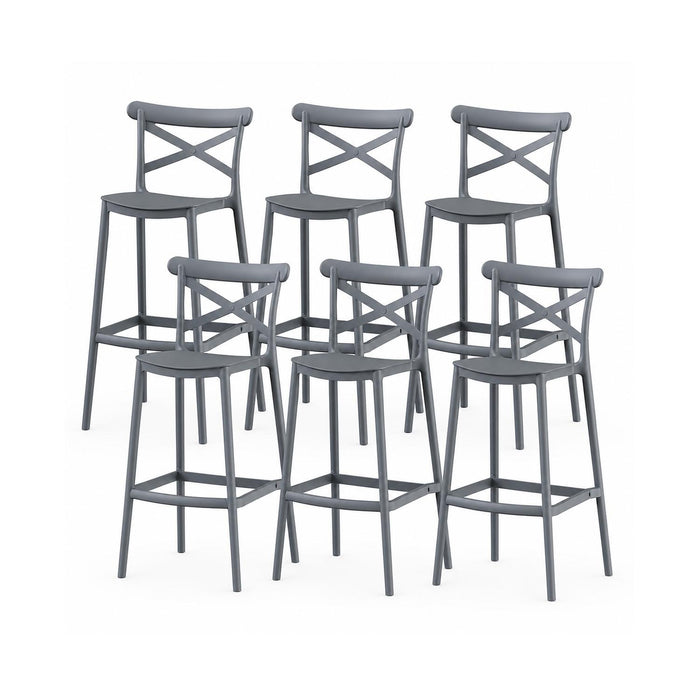 SET 6 Pisos Taburete Silla alta bar cocina Danessa 75cm Gris Oscuro