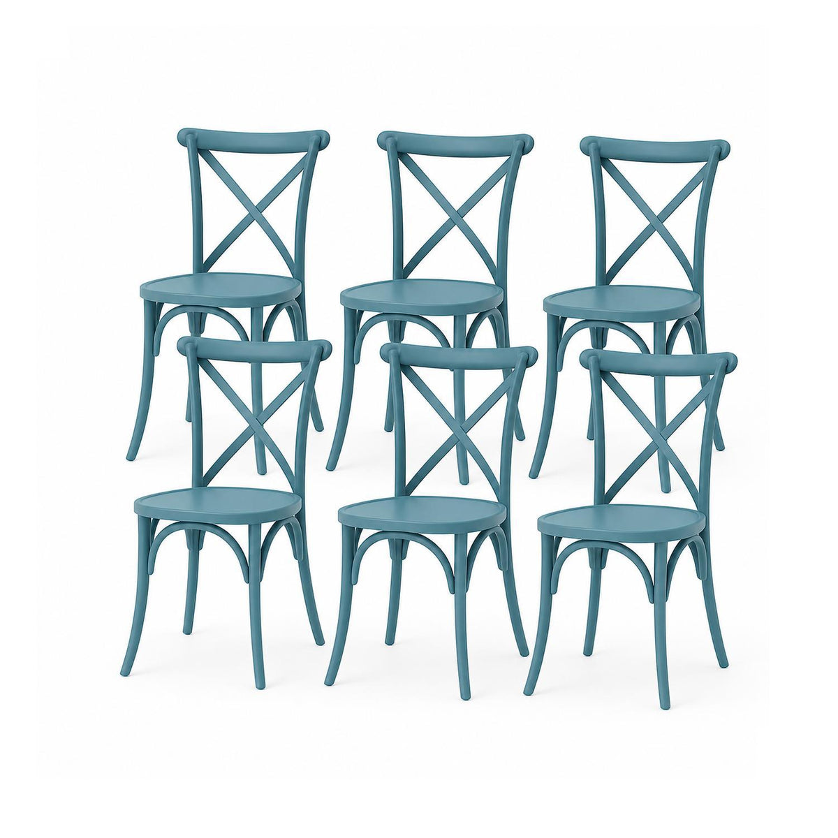 SET 6 Sillas Plástico Apilable Deco Copenhagen Azul Escandinavia