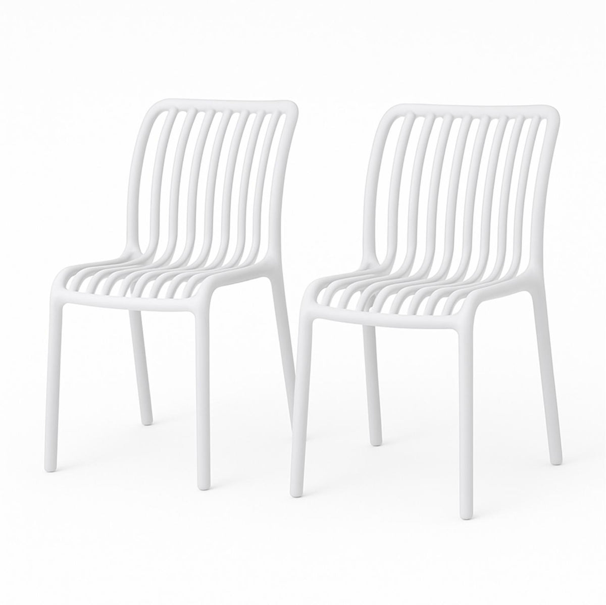 SET 2 Sillas Plástico Apilable Deco Bremen Blanca Escandinavia