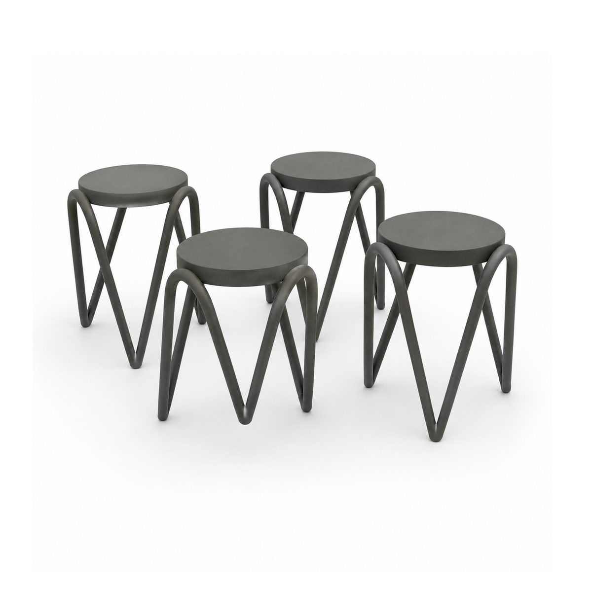 SET 4 Pisos Banco Apilable Deco Lisboa Gris Escandinavia 27x27x46cm