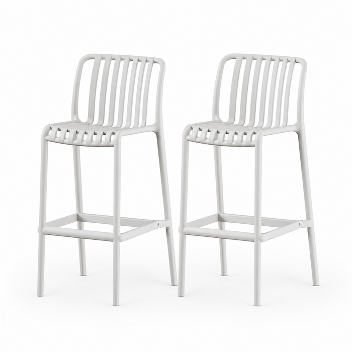 SET 2 Pisos Taburete Silla alta bar cocina Magnus 65cm Blanco