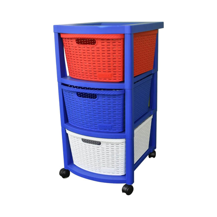 Cajonera Plástico Niños Tricolor 3 Cajones 39x33x66cm Rimax