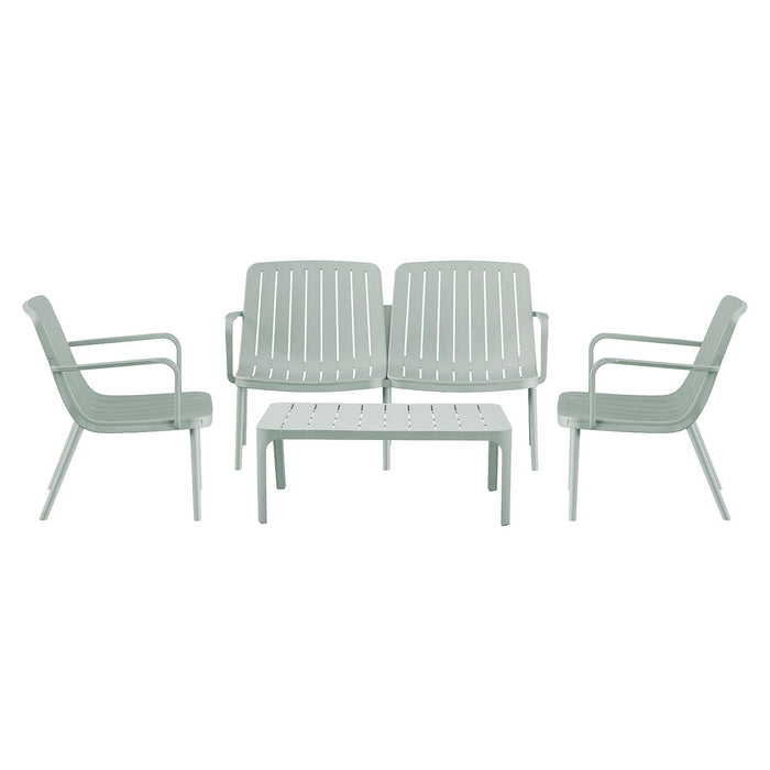 Set Juego Terraza Plástico Sillas Sofá Mesa 4 personas Verde