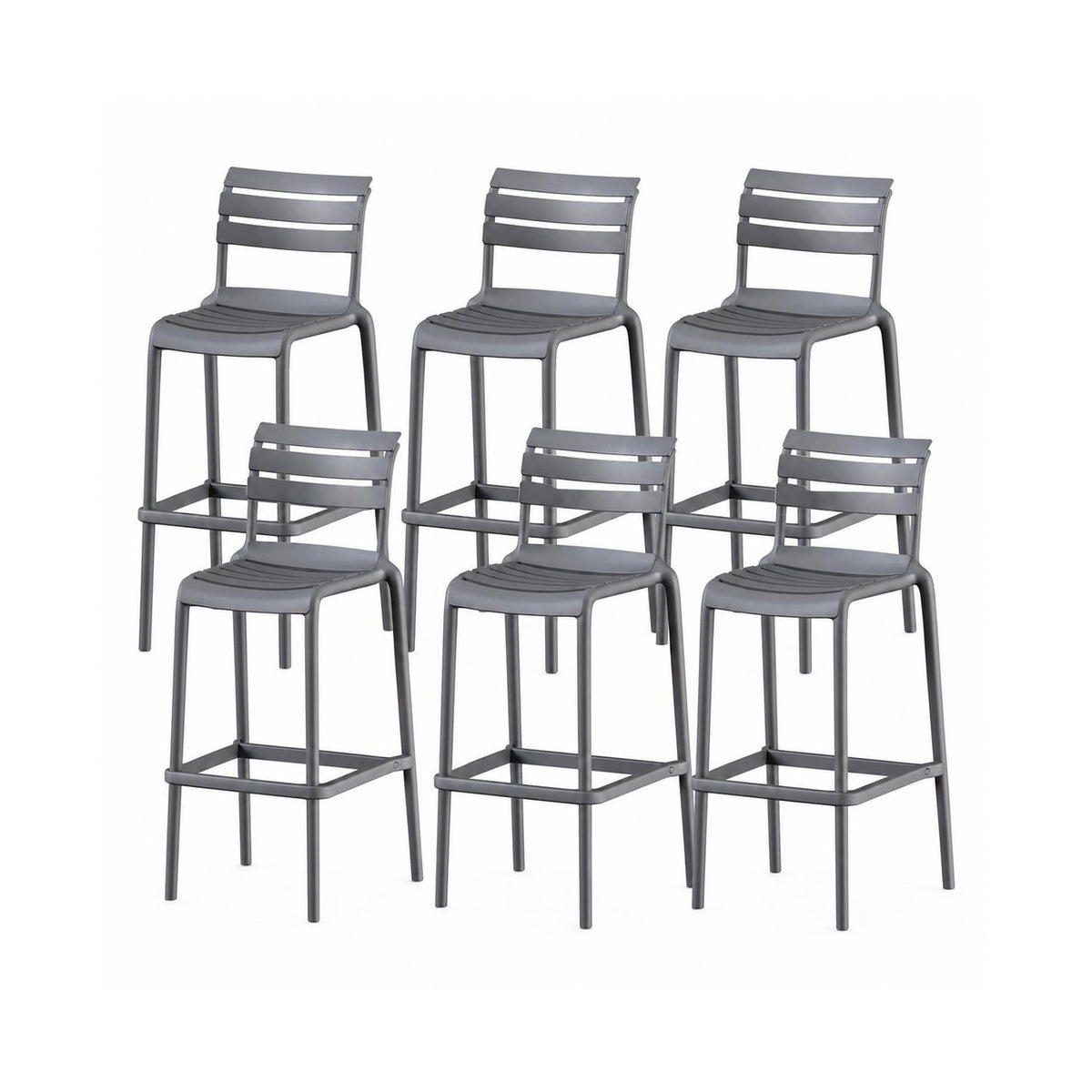 SET 6 Pisos Taburete Silla alta bar cocina Galt 65cm Gris