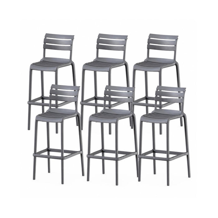 SET 6 Pisos Taburete Silla alta bar cocina Galt 65cm Gris