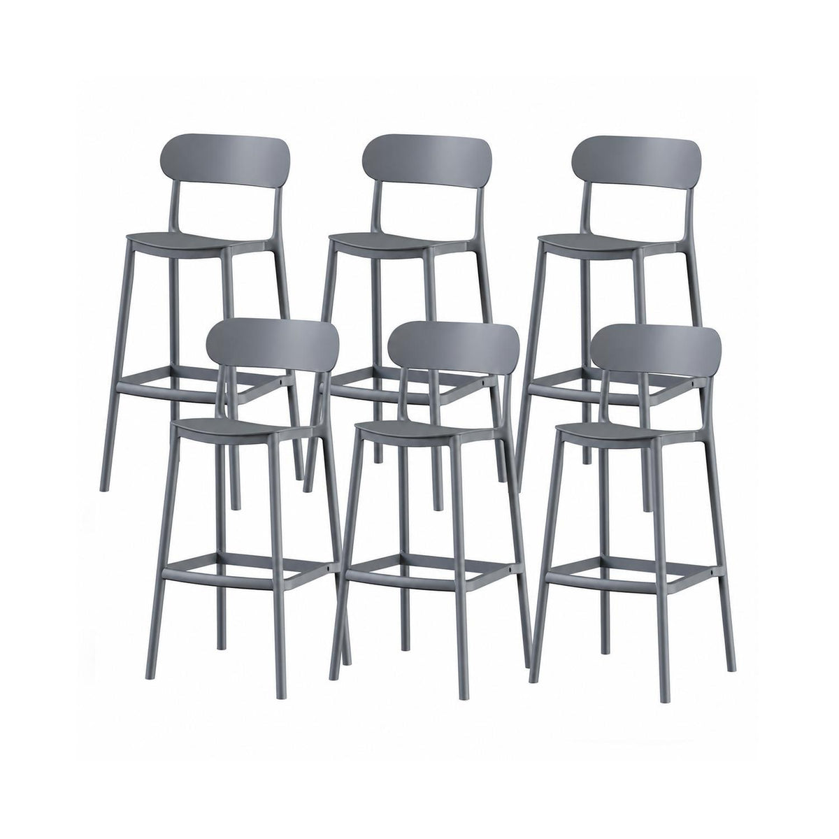 SET 6 Pisos Taburete Silla alta bar cocina Nils 75cm Gris Oscuro
