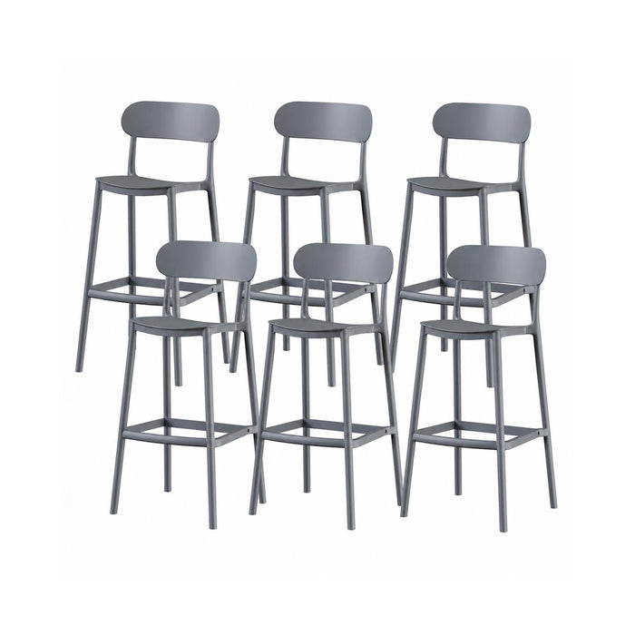 SET 6 Pisos Taburete Silla alta bar cocina Nils 75cm Gris Oscuro