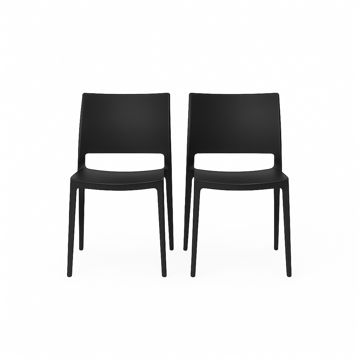 SET 2 Sillas Plástico Apilable Deco Dresden Negro 49x38x78,5cm