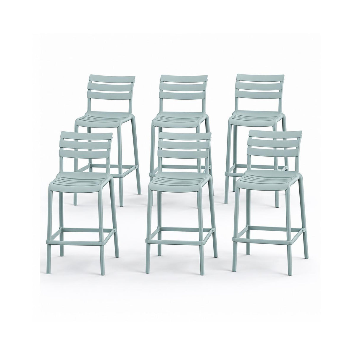 SET 6 Pisos Taburete Silla alta bar cocina Galt 65cm Gris Claro