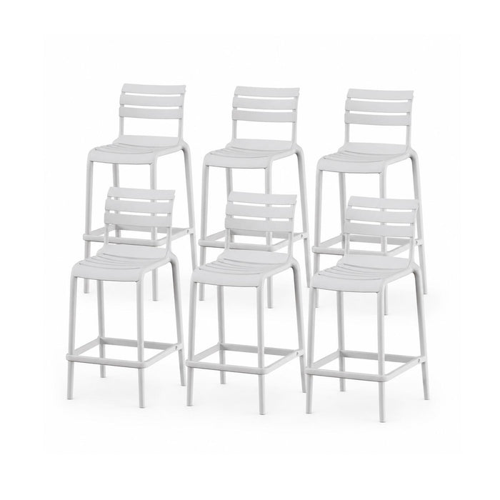 SET 6 Pisos Taburete Silla alta bar cocina Galt 65cm Blanco