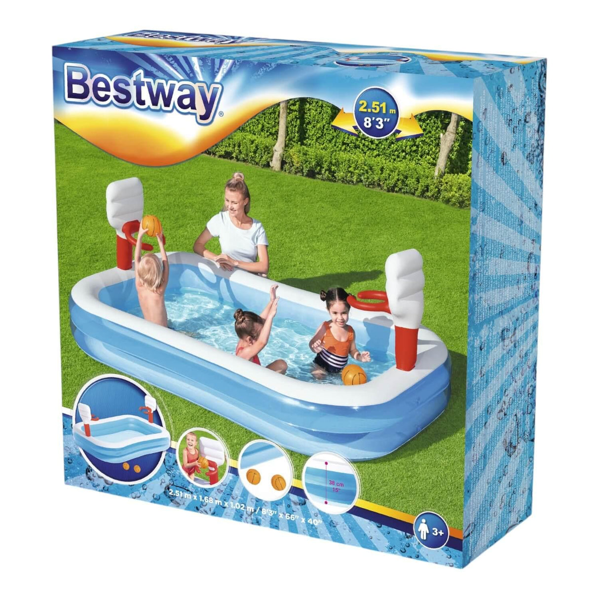 Piscina Inflable Bestway Basketball Con Pelota 251x168x102cm