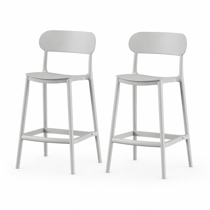 SET 2 Pisos Taburete Silla alta bar cocina Oslo 65cm Gris Claro